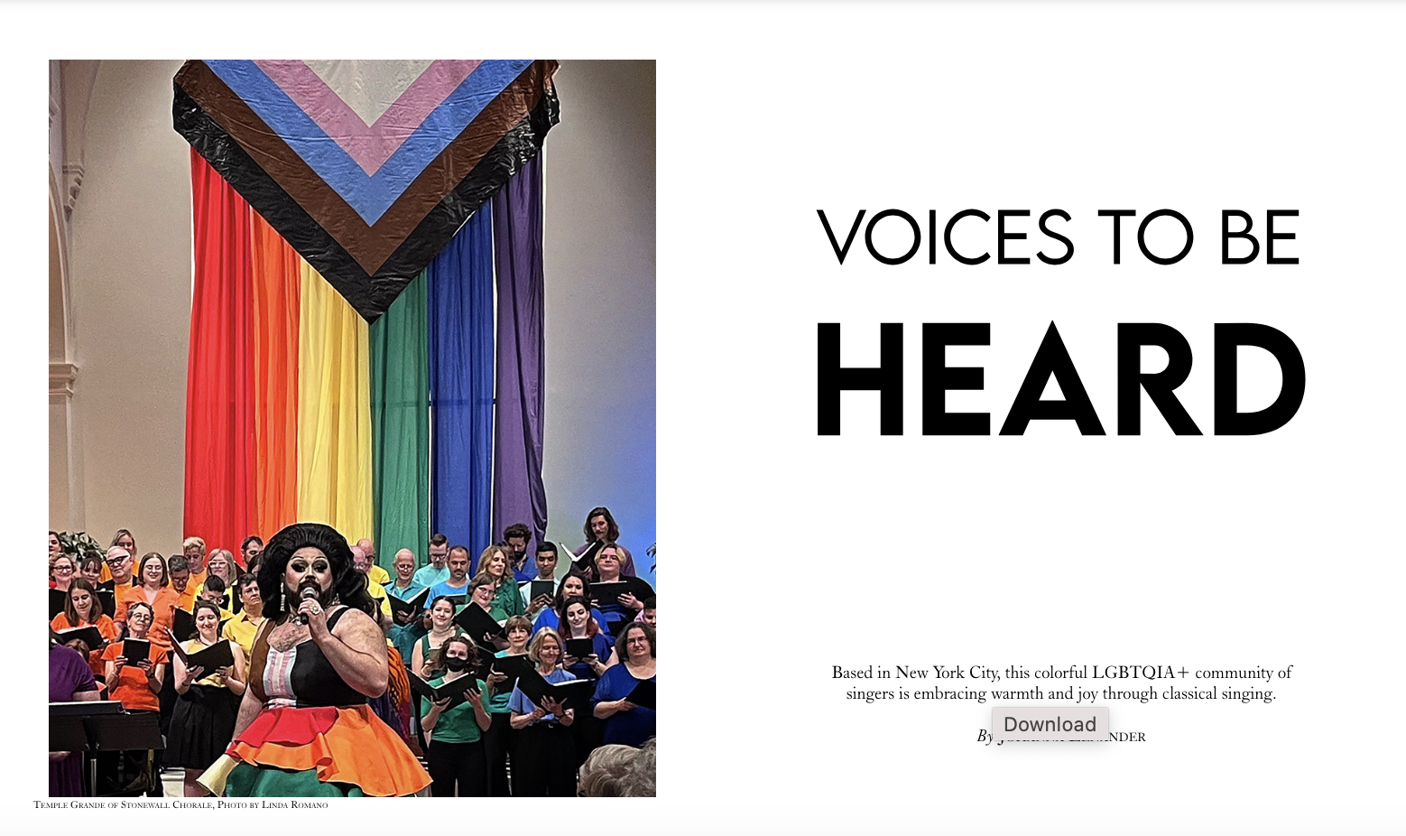 Stonewall Chorale article – Mission Magazine